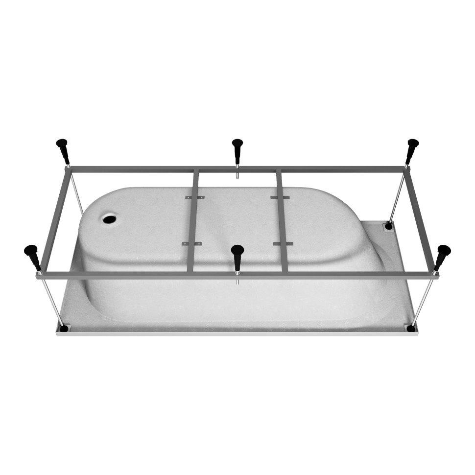 Ванна акриловая Vincea VBT-2B170-FR с каркасом 1700*700*480, пристенная, цвет белый