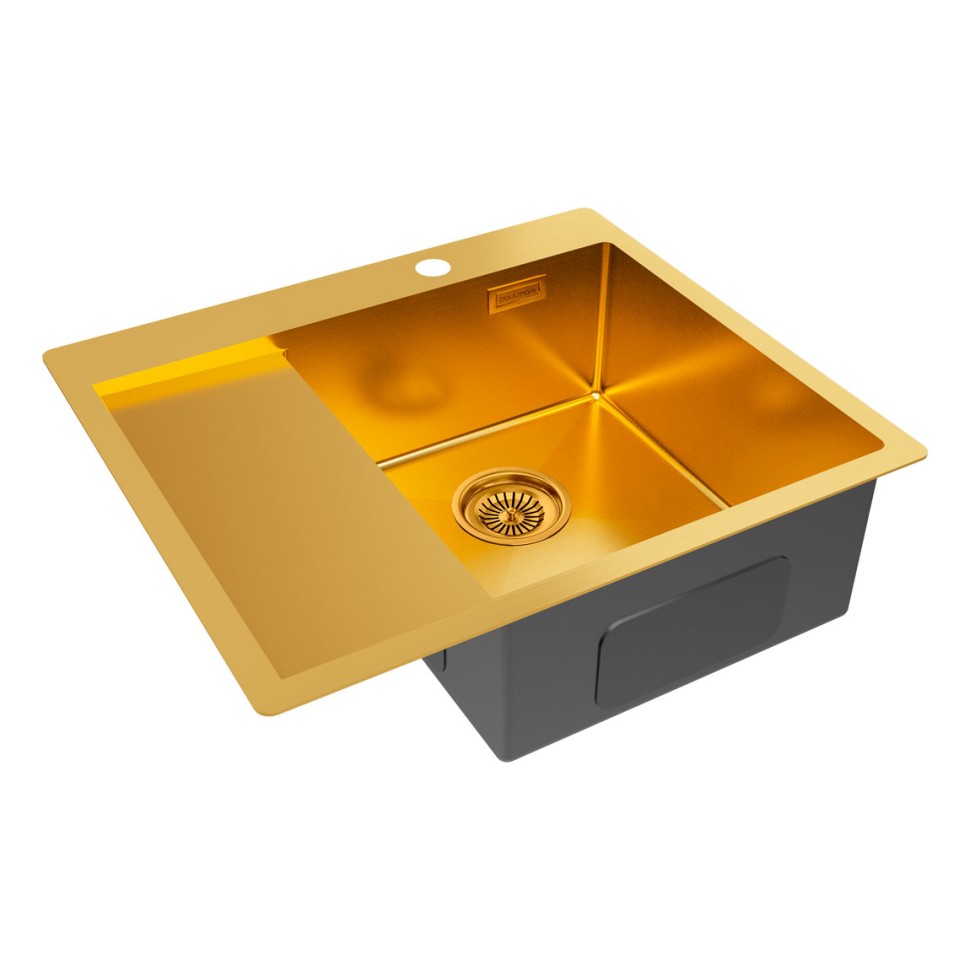 Мойка нерж. сталь KRONER 59F, PM225951-BGR , брашированное золото, правая, 590х510мм, Paulmark