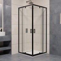 Душевой уголок RGW Passage 90-100 х 90-100 х 195 см PA-038-B квадратный, черный цвет, прозрачное стекло 6 мм, EasyClean (350803899-14)