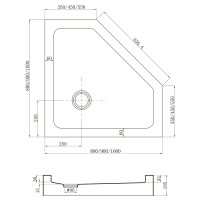 Душевой поддон Veconi Tezeo acrylic TZ-53, 1000x1000x150, акрил, белый