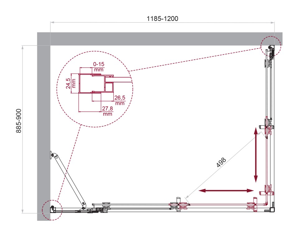 Душевой уголок BelBagno LUCE-AH-21-120/90-C-Cr