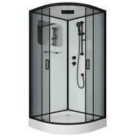 Душевая кабина Niagara Premium NG-6901-01 BLACK (90х90х210) низкий поддон(16 см),черный,стекло тонированное,4 места