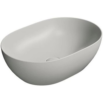 Раковина-чаша накладная овальная GSI PURA 886017 500 мм х 350 мм, без отверстия под смеситель, цвет Cenere Matte