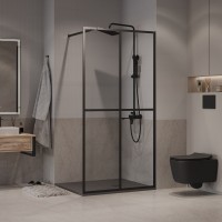 Душевая перегородка Niagara Nova NG-686-12BLACK (120х195) черный матовый,стекло прозрачное,1 место