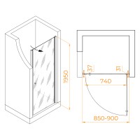 Душевая дверь Dolphin TN-03 (Прозрачное, 900)