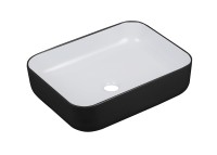 Раковина накладная MILLEAU Miel MU0084-MB/GW (внешний борт матовый черный/белый глянец чаша)