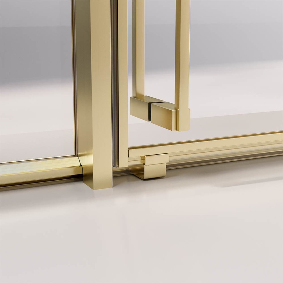 Душевая дверь раздвижная Premium Prato 300 G-R, 1400х2000, золото брашированный, стекло прозрачное