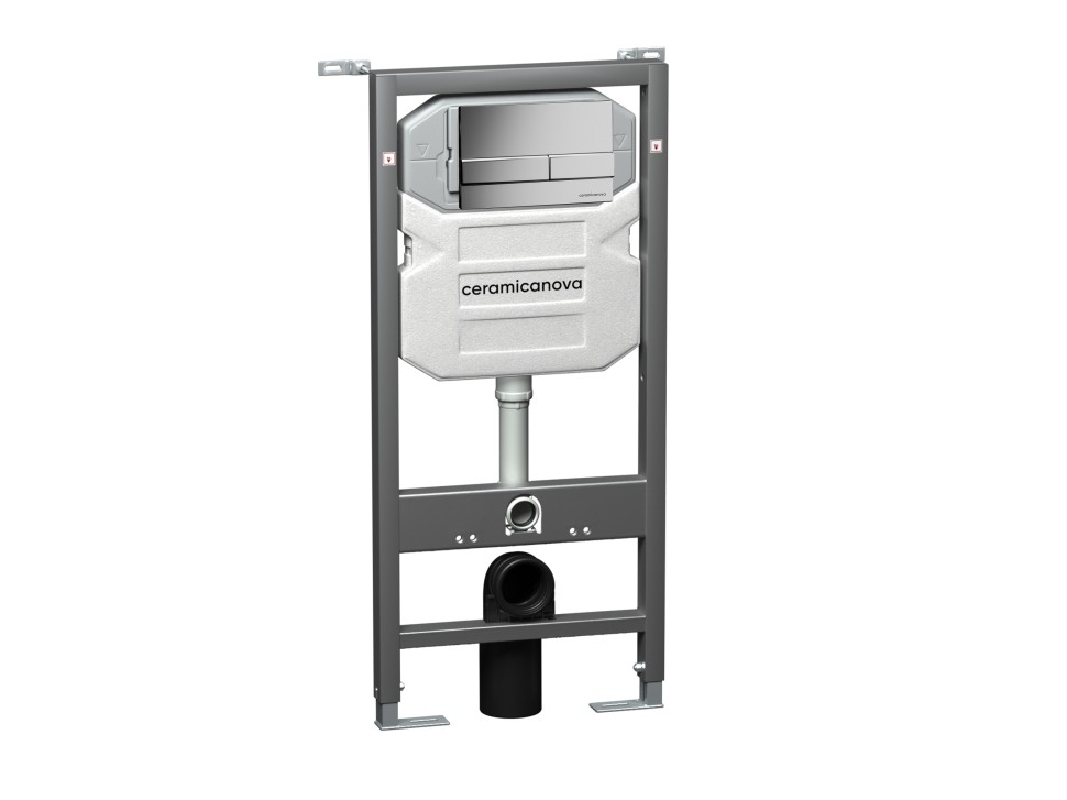 Система инсталляции для унитазов CERAMICANOVA Envision с кнопкой смыва Flat цвет хром, креплениями, арт. CN1002CH