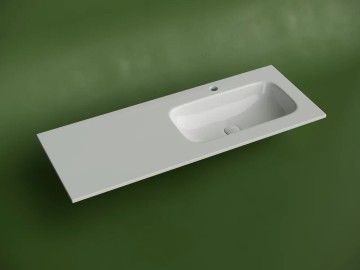 Раковина накладная мебельная CERAMICANOVA Grace прямоугольная 1210x457x137 с чашей справа и отверстием под смеситель цвет белый CN7021