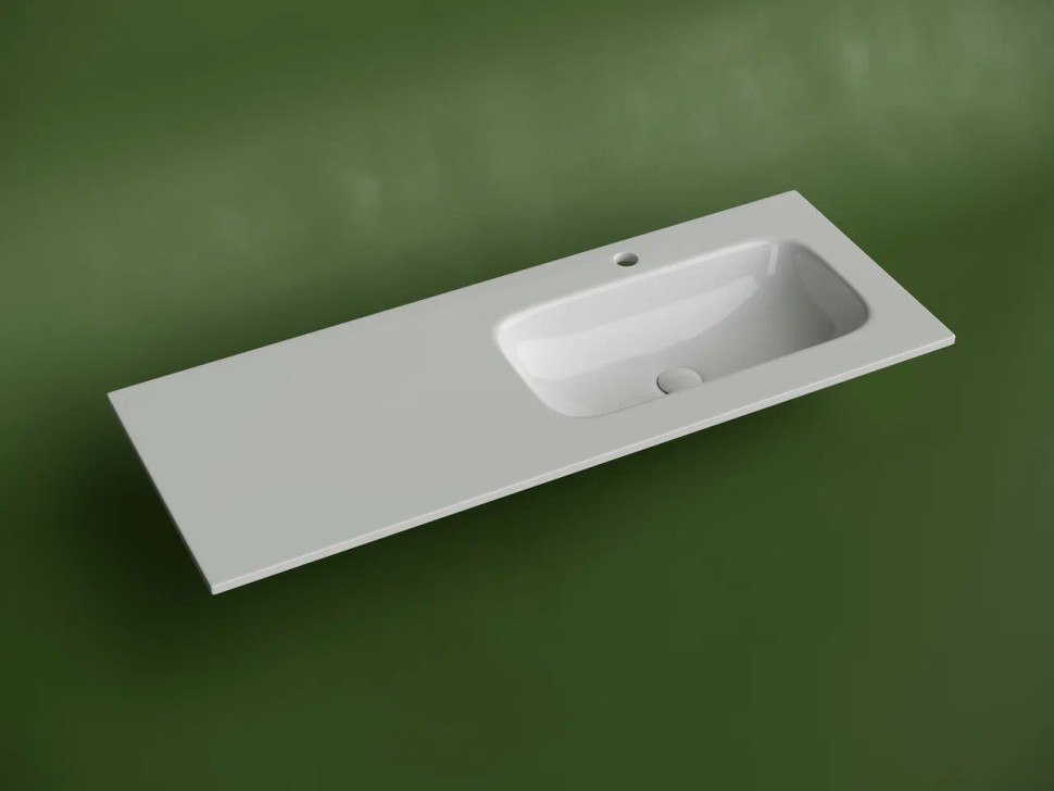 Раковина накладная мебельная CERAMICANOVA Grace прямоугольная 1210x457x137 с чашей справа и отверстием под смеситель цвет белый CN7021