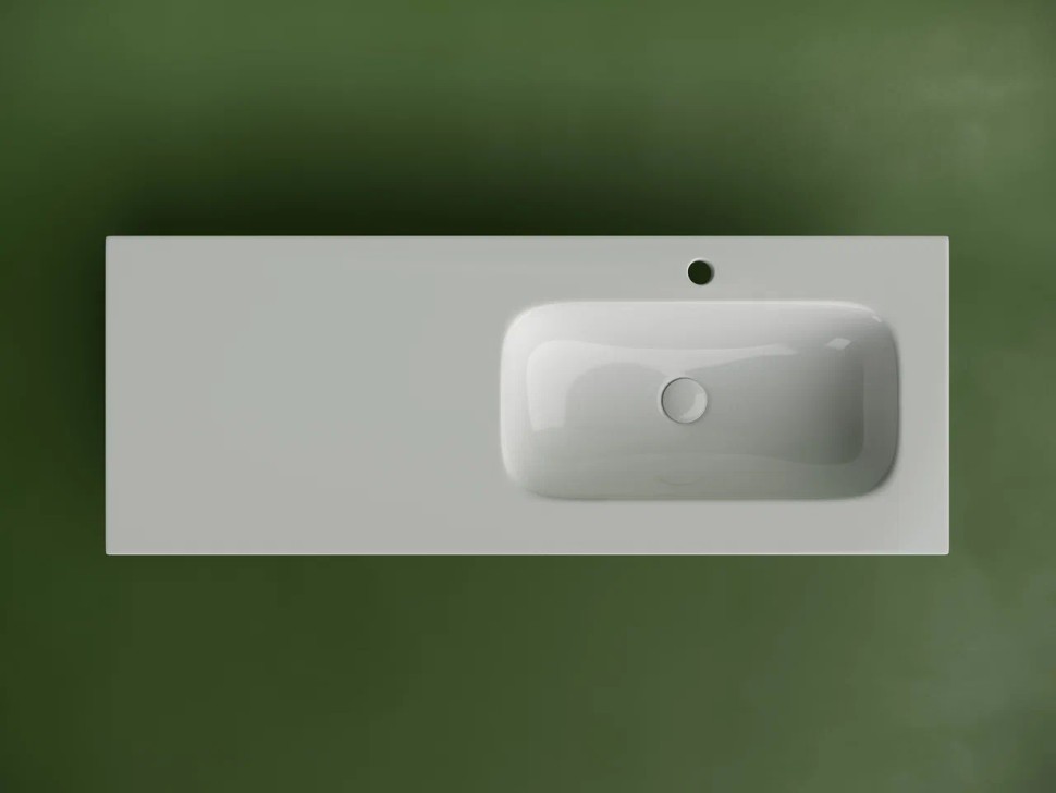 Раковина накладная мебельная CERAMICANOVA Grace прямоугольная 1210x457x137 с чашей справа и отверстием под смеситель цвет белый CN7021