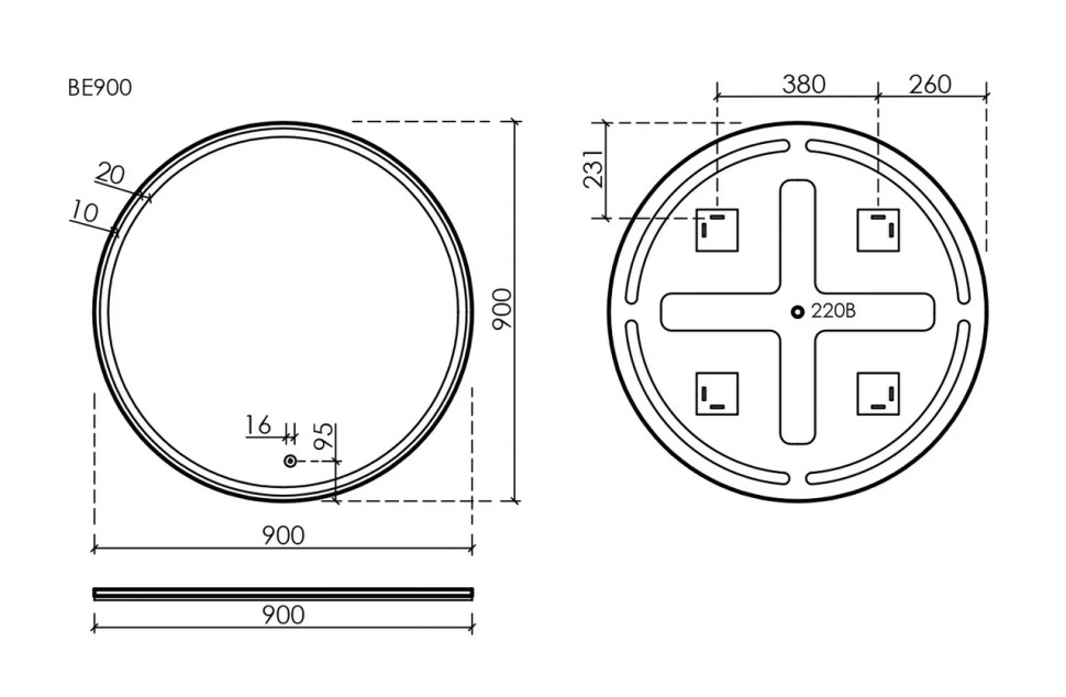 Зеркало для ванной комнаты SANCOS Bella D900 c подсветкой, арт. BE900