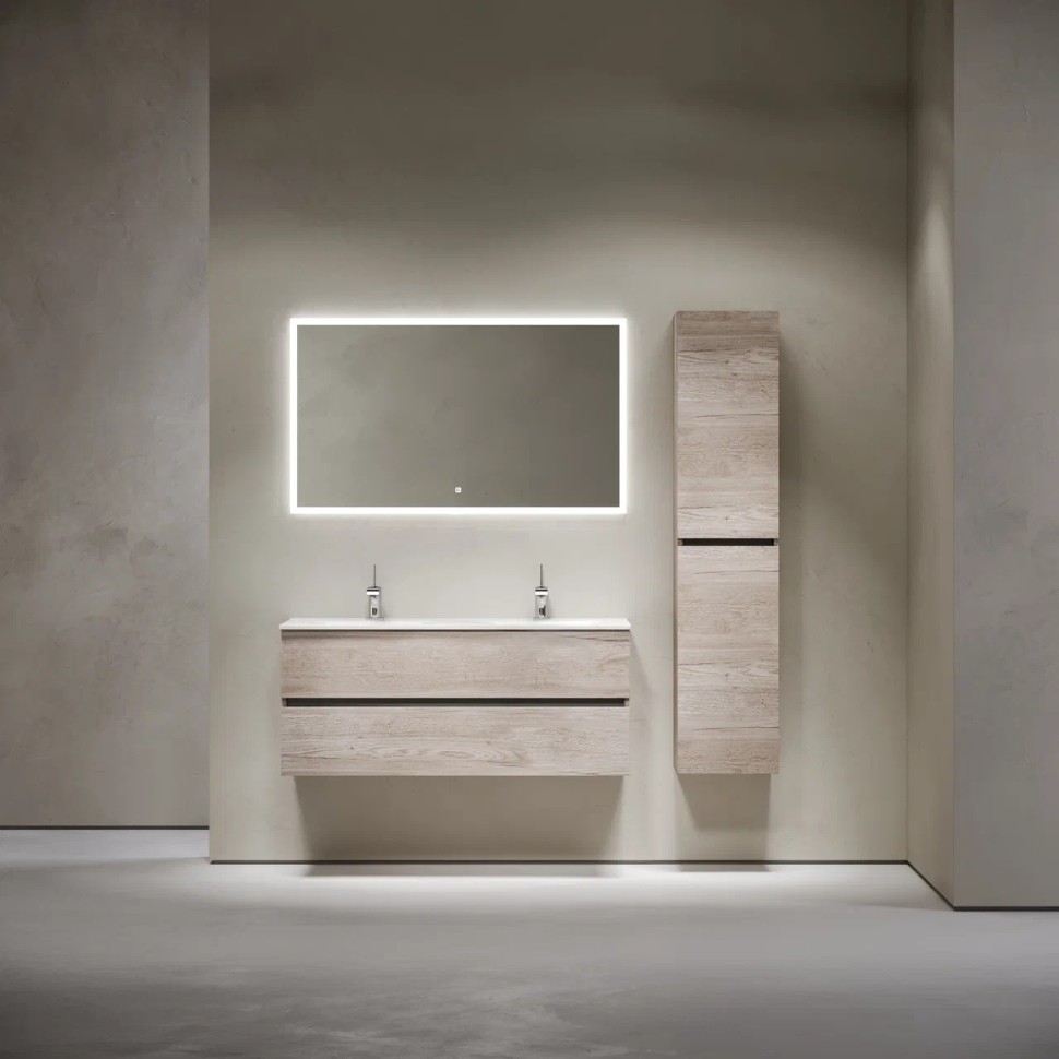 Тумба подвесная SANCOS Urban 1190х450х550, c двумя ящиками оснащенными доводчиками, дуб галифакс натуральный , арт. UR120-2EG