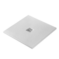 Душевой поддон из искусственного мрамора в комплекте с сифоном BelBagno UNO TRAY-MR-UNO-A-90-35-W-CR