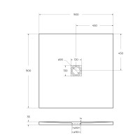 Душевой поддон из искусственного мрамора в комплекте с сифоном BelBagno UNO TRAY-MR-UNO-A-90-35-W-CR