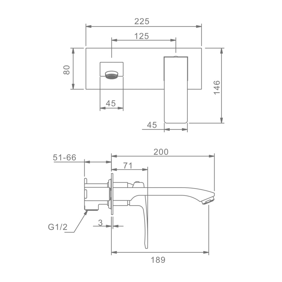 Смеситель Raglo встраиваемый для умывальника графит