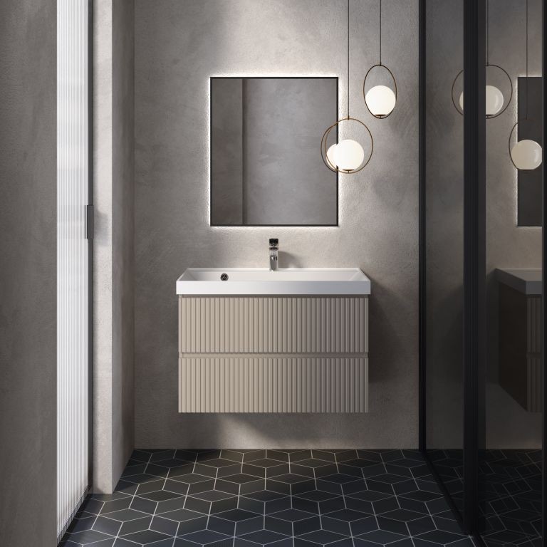 AQM900180BG "S1" тумба под умывальник подвесная 80 см., цвет бежевый.