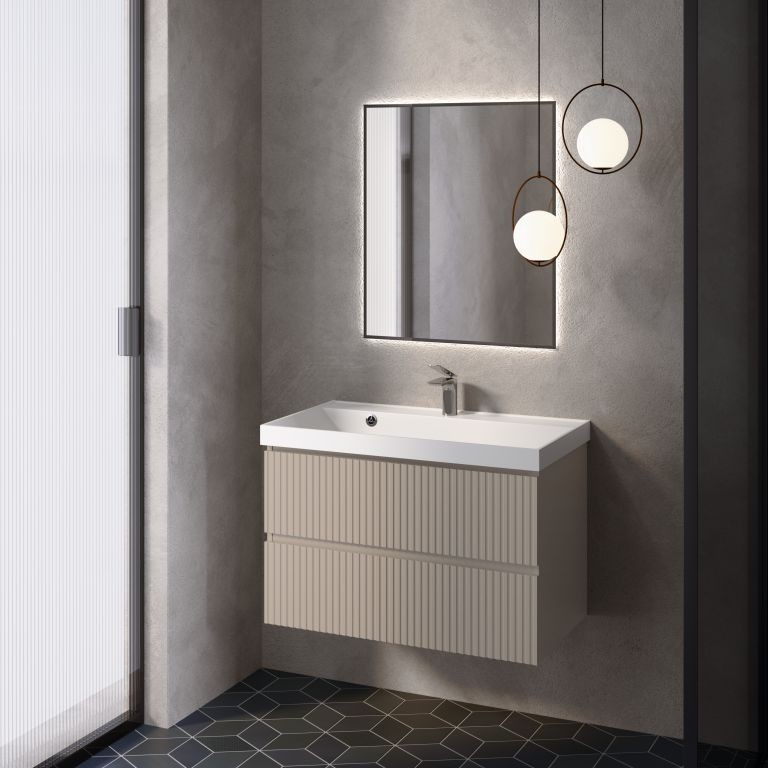 AQM900180BG "S1" тумба под умывальник подвесная 80 см., цвет бежевый.