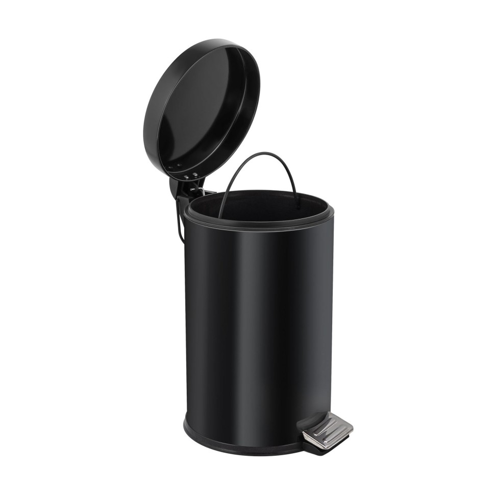 Ведро-контейнер BERGES для мусора с педалью 12 л, микролифт, черное