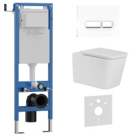 Комплект 3в1 IBERICA BLANCA инсталляция SILENCIO MINI, унитаз TOLEDO ALTO белый, кнопка смыва CRYSTAL-R белый глянцевый (IB.001M.TLA.231.2210)