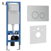 Комплект 2в1 IBERICA BLANCA инсталляция SILENCIO MINI, кнопка смыва INOX-O хром матовый (IB.001M.8132)