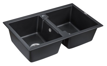 Мойка TANDEM 80/2, IT-GRANIT, PM238150-BLM, черный-металлик, 810х500 мм, Paulmark