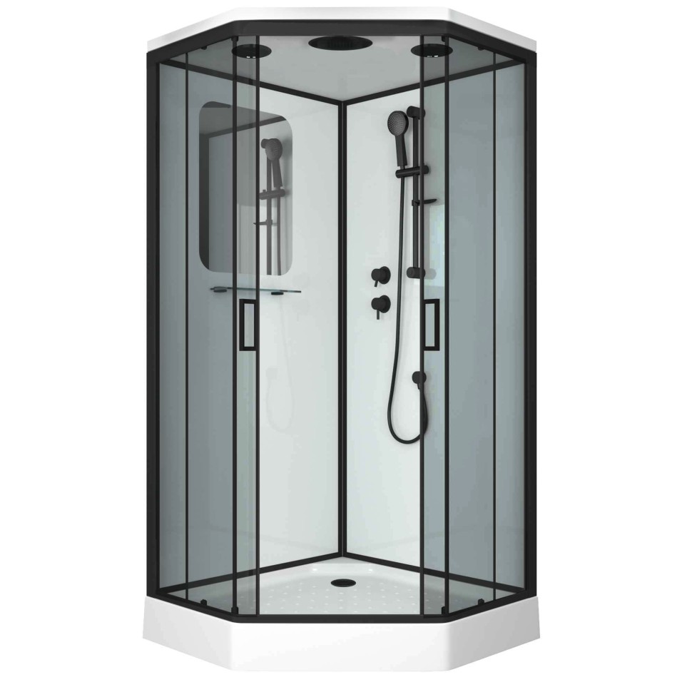 Душевая кабина Niagara Premium NG-6901-01D BLACK (90х90х220) низкий поддон(16 см),черный,стекло тонированное,4 места