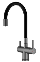 Смеситель Splenka для кухни с гибким изливом с подключением к фильтру питьевой воды S70.64.09 Графит
