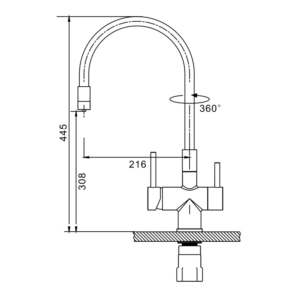 Смеситель Splenka для кухни с гибким изливом с подключением к фильтру питьевой воды S70.64.09 Графит