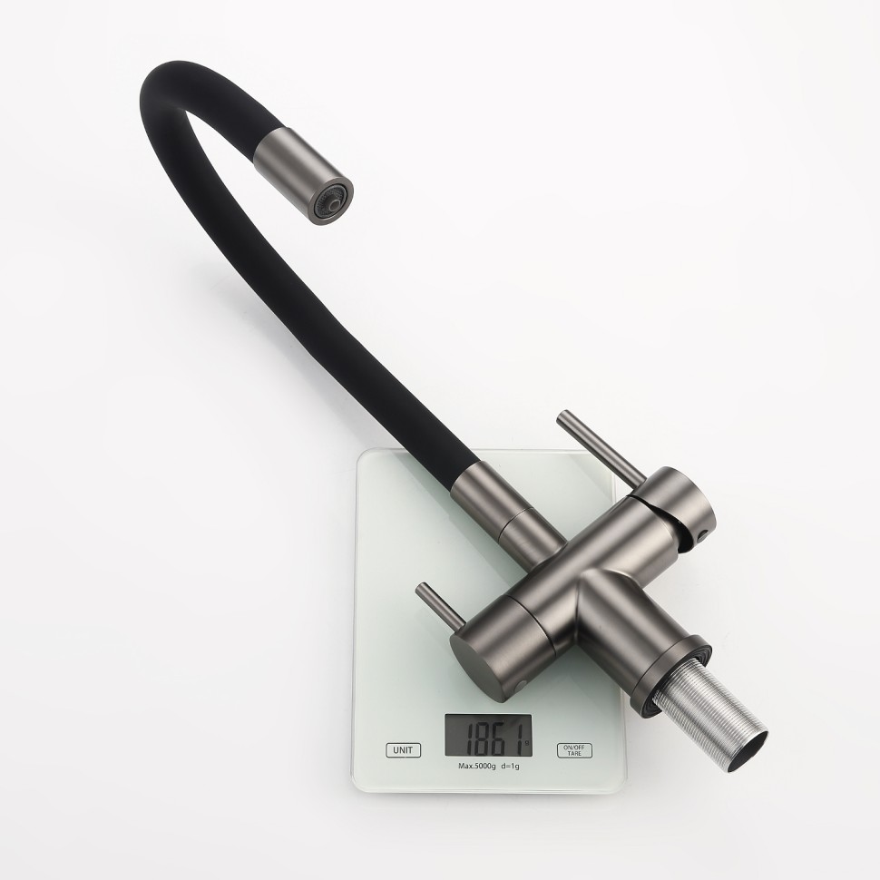 Смеситель Splenka для кухни с гибким изливом с подключением к фильтру питьевой воды S70.64.09 Графит