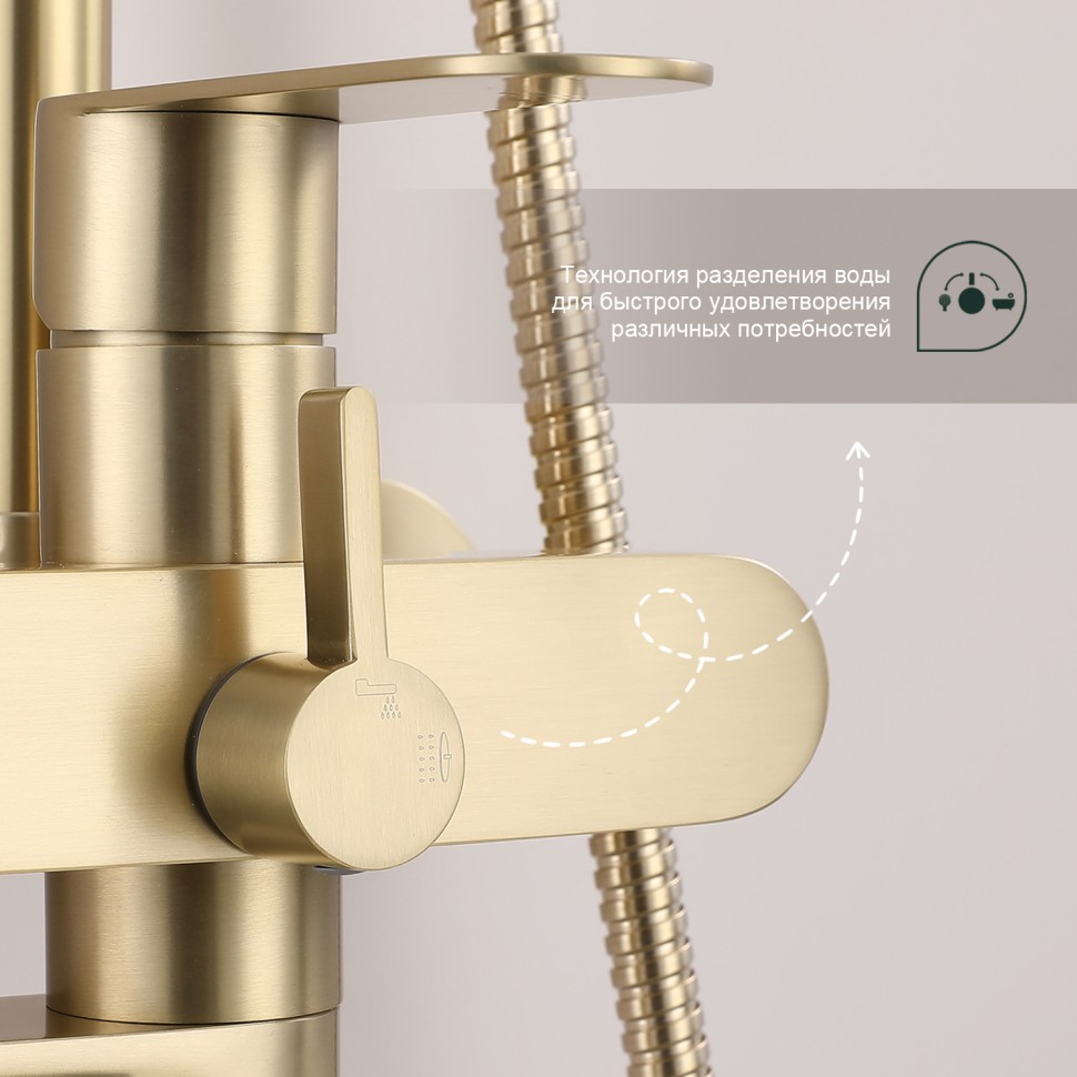 Душевая система Splenka для ванны и душа S222.24.03 Золотой сатин