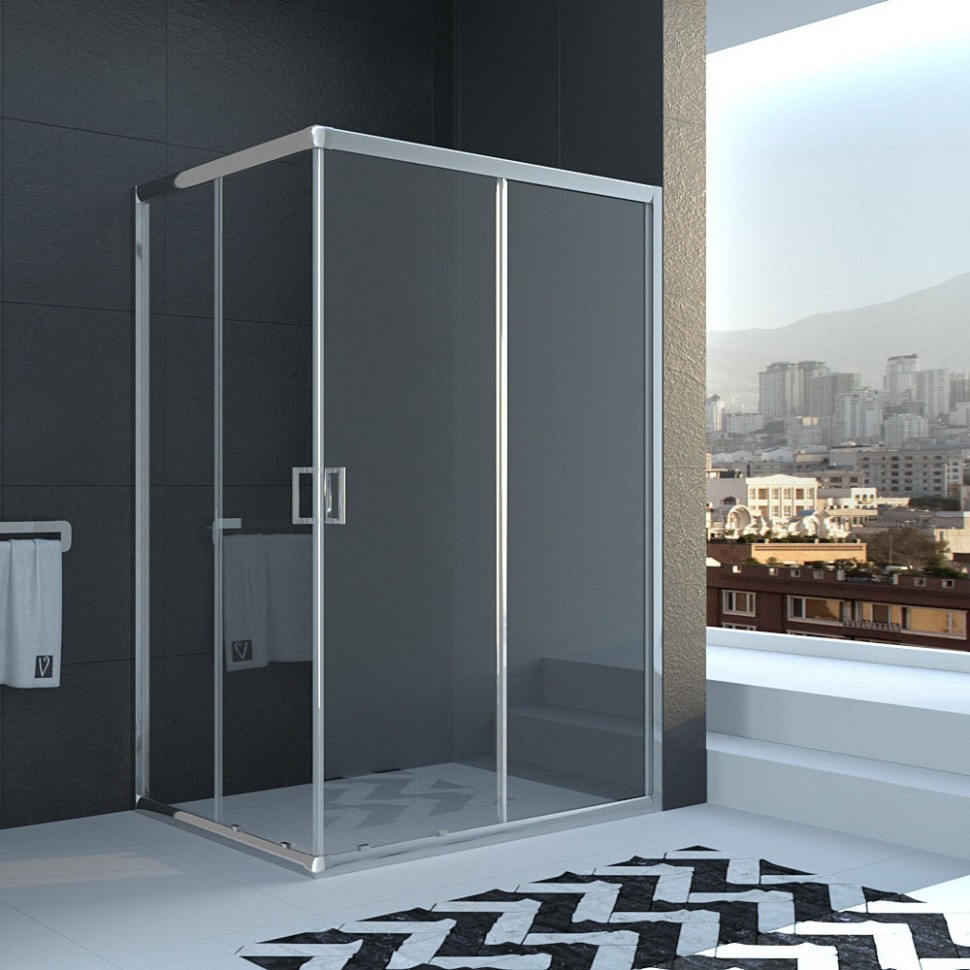 Душевой угол Veconi Rovigo RV-10, 900x800x1950, хром, стекло прозрачное