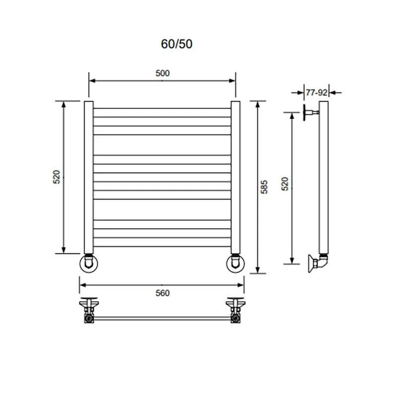 Полотенцесушитель водяной Veconi Vero-B, 50/60, черный