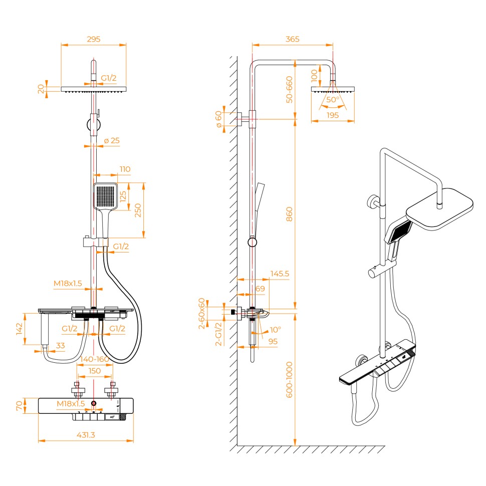 Душевая система RGW SP-35W