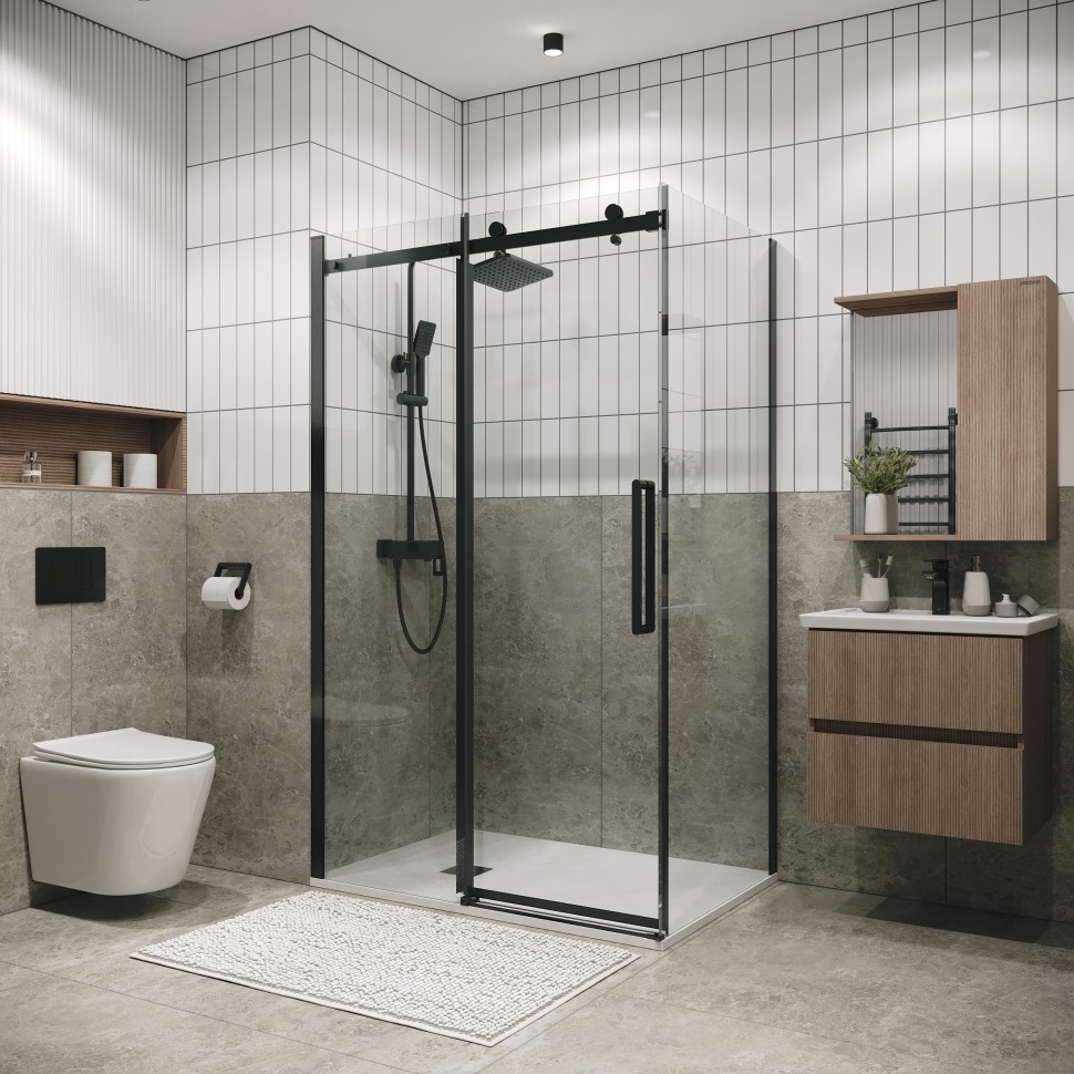Душевое ограждение Grossman Classic 100.K33.04.120.42.00-200.K33.04.90.42.00 (120х90х195) раздвижная,графит сатин,стекло прозрачное,2 места
