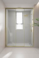 Душевая дверь раздвижная Premium Prato 300 G-R, 1500х2000, золото брашированный, стекло прозрачное