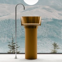 Раковина отдельностоящая прозрачная ABBER Kristall AT2702Vesuvian-H оливковая