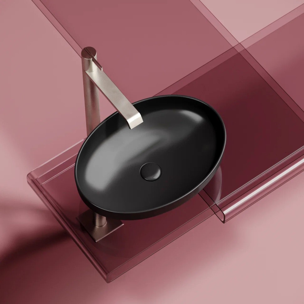 Умывальник чаша накладная овальная (цвет Черный Матовый) Element 502x363x145мм