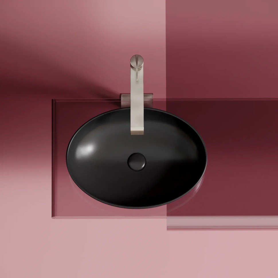 Умывальник чаша накладная овальная (цвет Черный Матовый) Element 502x363x145мм
