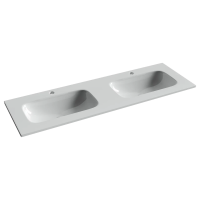 Раковина накладная мебельная CERAMICANOVA Grace прямоугольная 1410x457x137 с двумя чашами и отверстиями под смеситель цвет белый CN7022