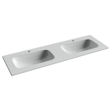 Раковина накладная мебельная CERAMICANOVA Grace прямоугольная 1410x457x137 с двумя чашами и отверстиями под смеситель цвет белый CN7022