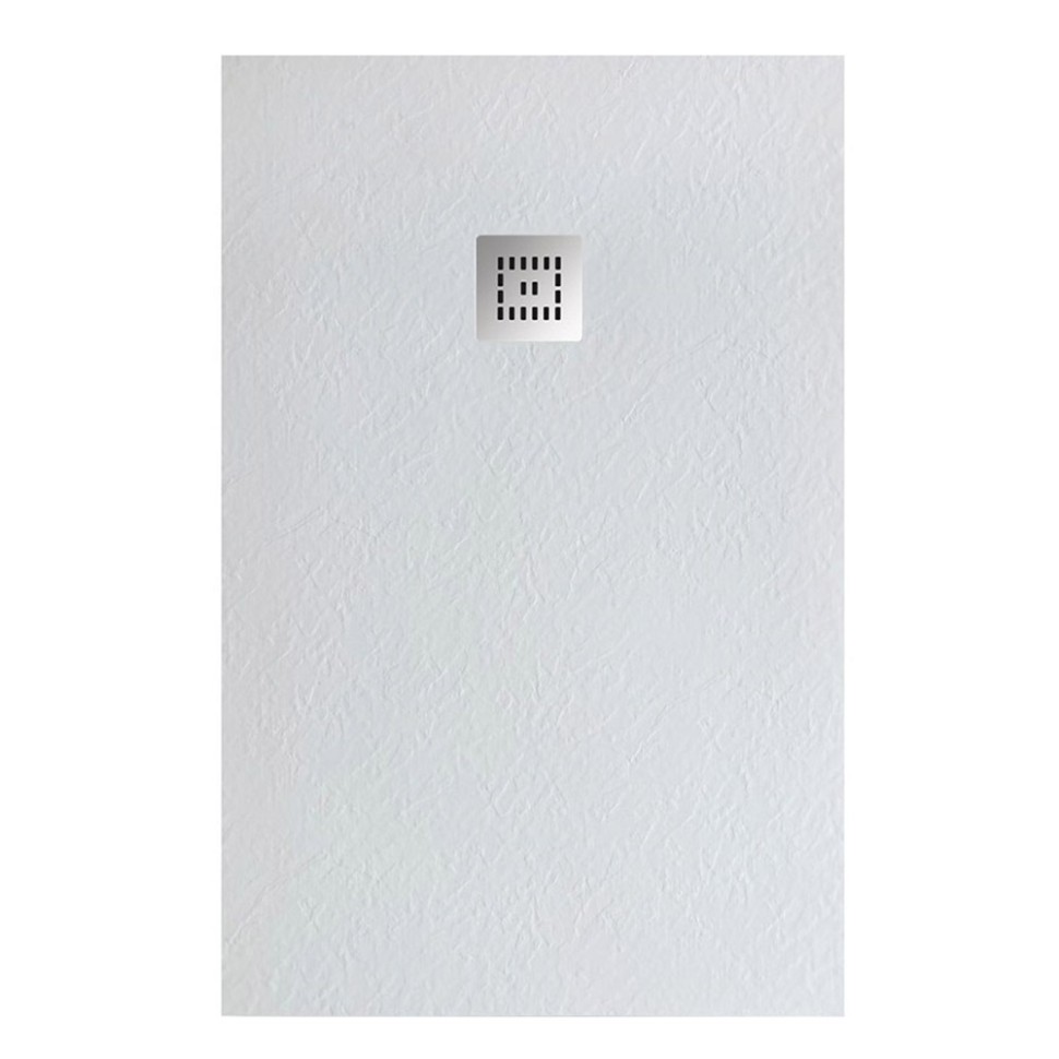 Душевой поддон из искусственного мрамора в комплекте с сифоном BelBagno UNO TRAY-MR-UNO-AH-100/80-35-W-CR