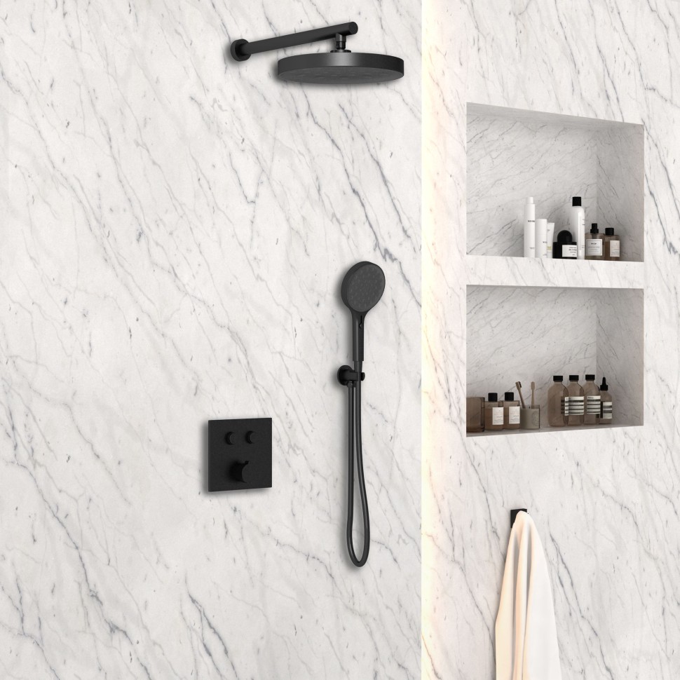 Душевой комплект VSFW-4I212RMB встраиваемый, двухрежимный, черный