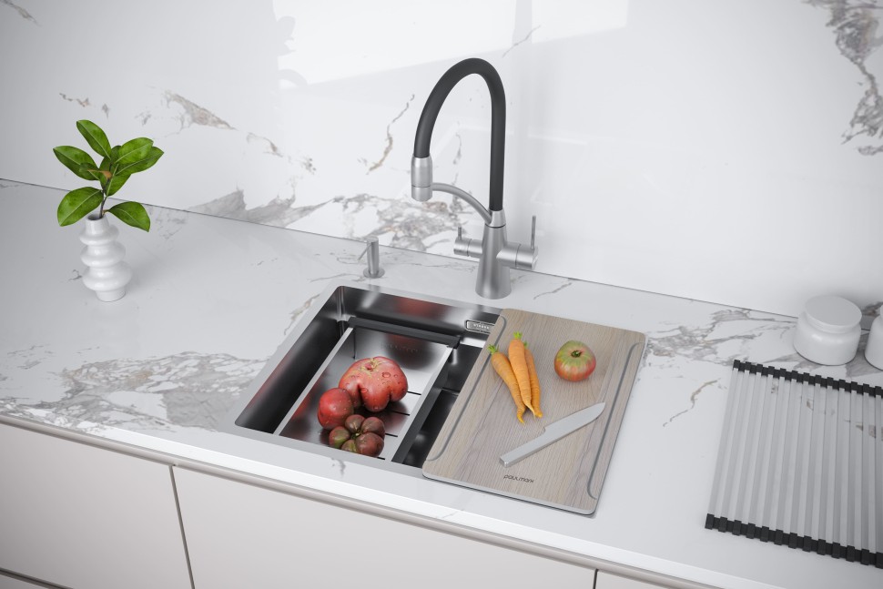 Мойка нерж. сталь NEXT-MULTI SINK 58-L UNI, PM785845-L-BS, брашированная сталь, 580х450мм, Paulmark