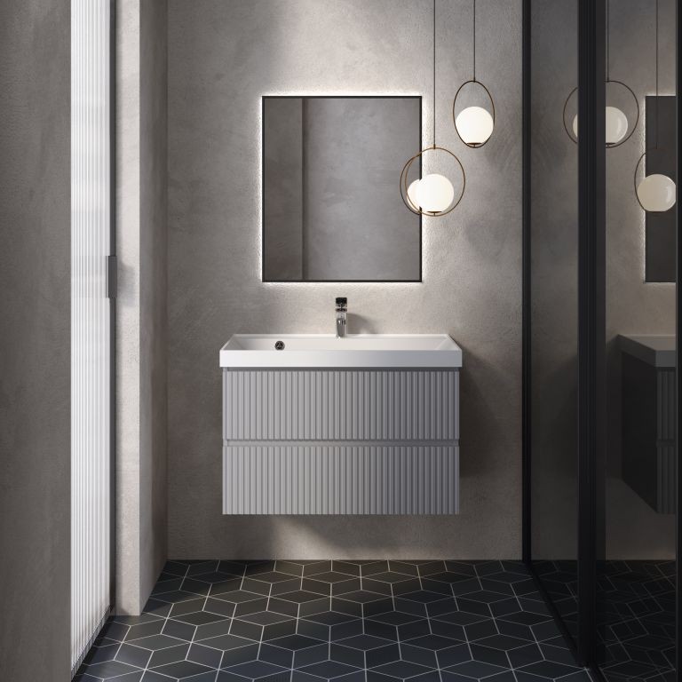 AQM900180GM "S1" тумба под умывальник подвесная 80 см., цвет серый.