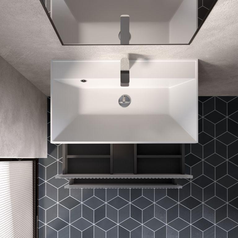 AQM900180GM "S1" тумба под умывальник подвесная 80 см., цвет серый.