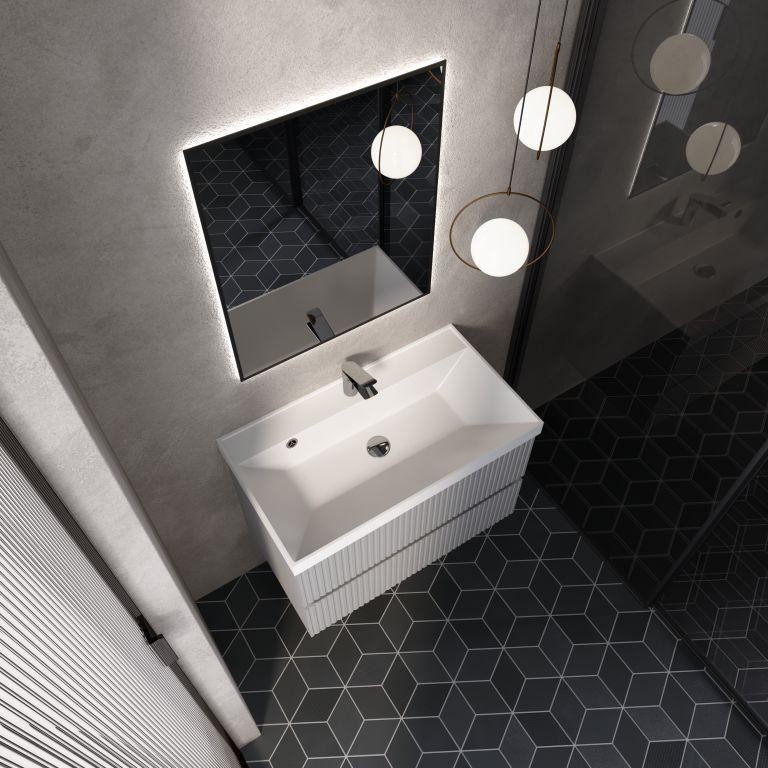 AQM900180GM "S1" тумба под умывальник подвесная 80 см., цвет серый.