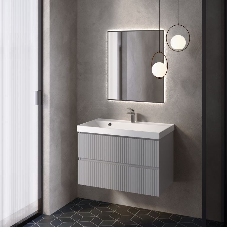 AQM900180GM "S1" тумба под умывальник подвесная 80 см., цвет серый.