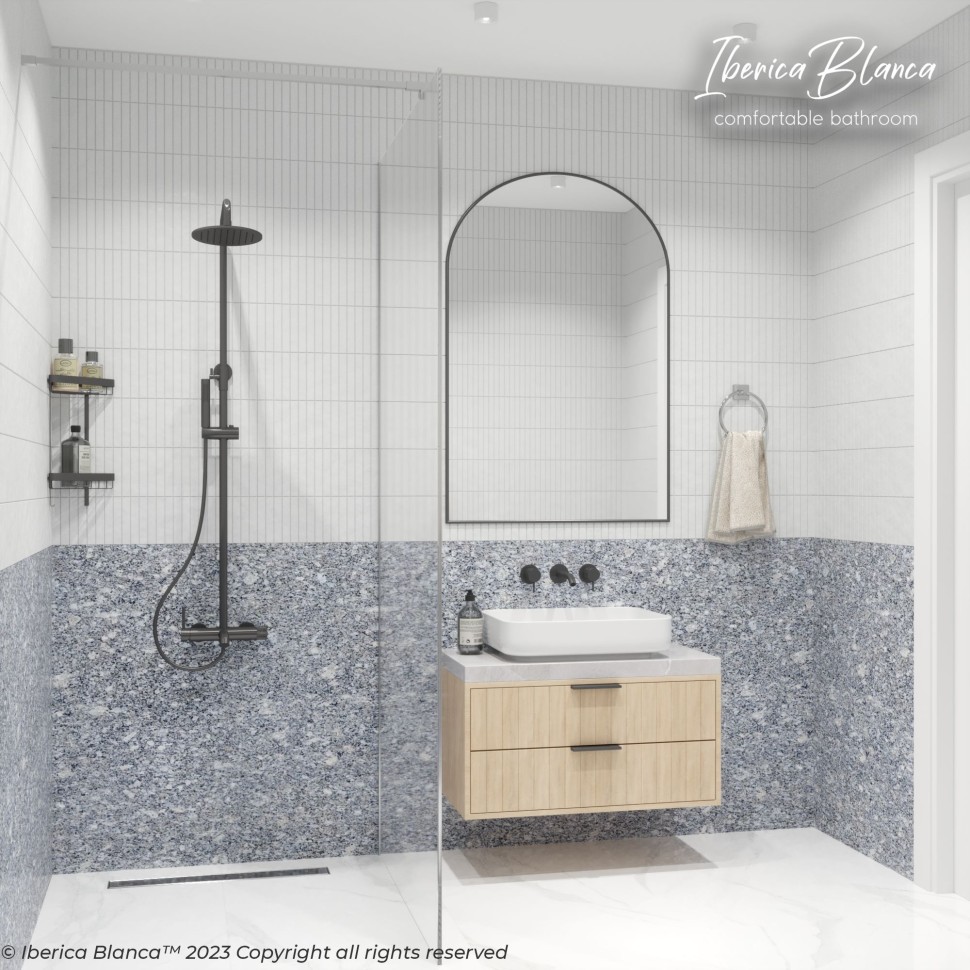 Душевая перегородка IBERICA BLANCA Mod.602 Walk In прозрачное стекло/хром 120х200см (IB602.SC.200.120)