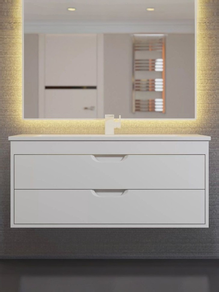 Тумба под раковину для ванной подвесная Uperwood Modul 95х44,4х55 см, белаяатовая